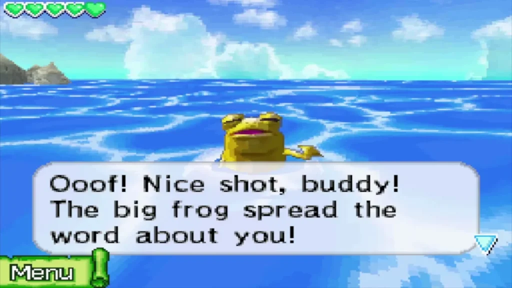 A golden frog northwest of the Isle of Frost after being hit by the cannon A golden frog northwest of the Isle of Frost after being hit by the cannon