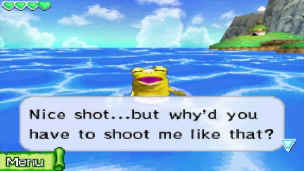 A golden frog complaining after being hit by the ship's cannon A golden frog complaining after being hit by the ship's cannon