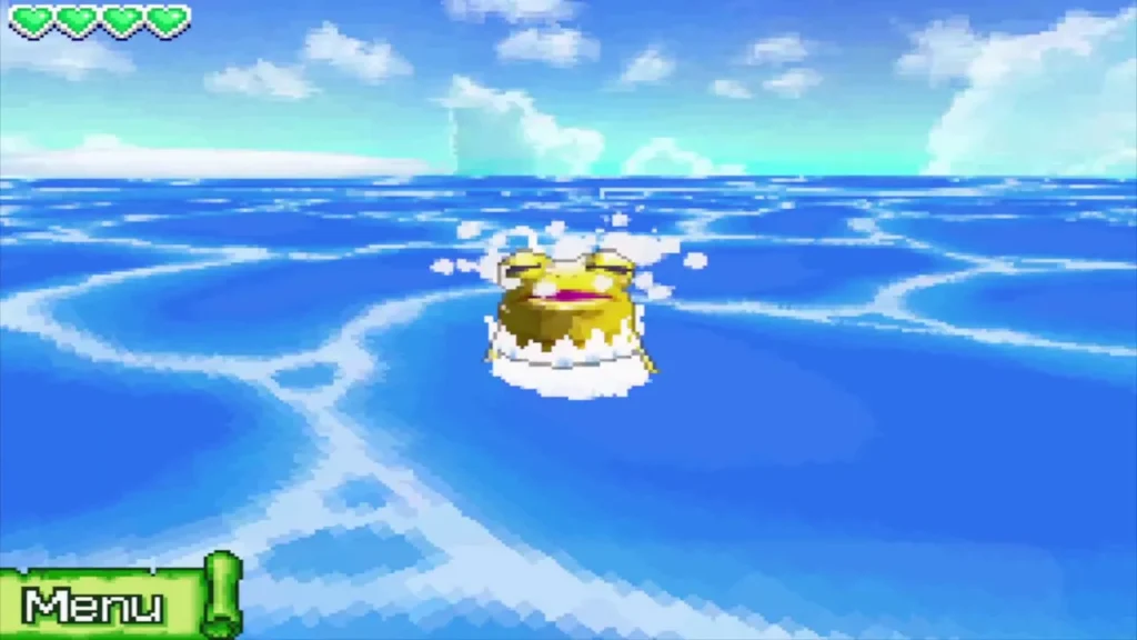 A golden frog north of Molida Island splashing up after a cannon hit A golden frog north of Molida Island splashing up after a cannon hit