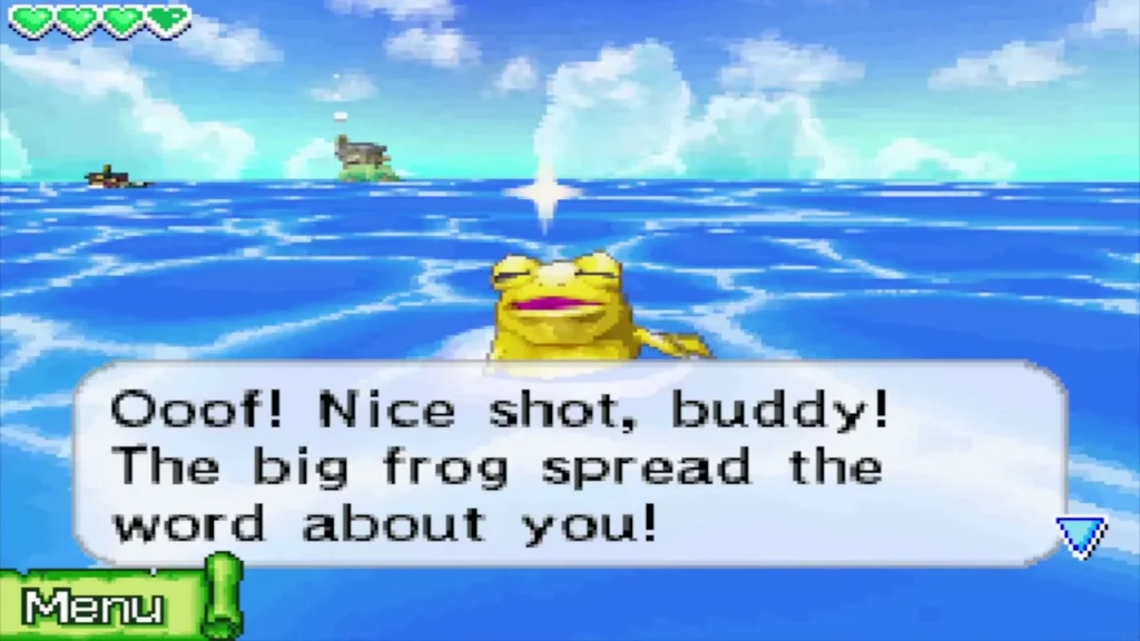 A golden frog in open water in the northwest sea after being hit by the cannon A golden frog in open water in the northwest sea after being hit by the cannon