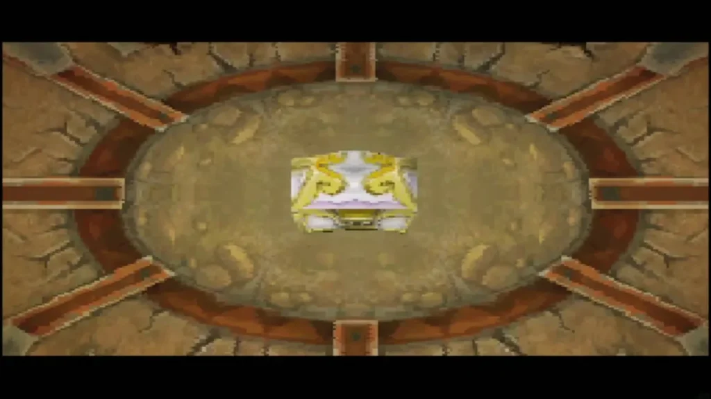 The golden chest in the middle of the Goron Temple boss arena The golden chest in the middle of the Goron Temple boss arena