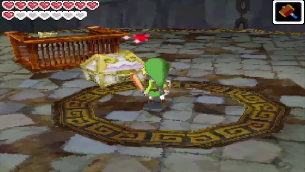 Link beside the golden chest in the arena of Mutoh's Temple Link beside the golden chest in the arena of Mutoh's Temple