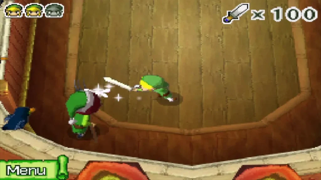 Link landing his hundredth hit on the Prince of Red Lions as the counter reads 100 Link landing his hundredth hit on the Prince of Red Lions as the counter reads 100