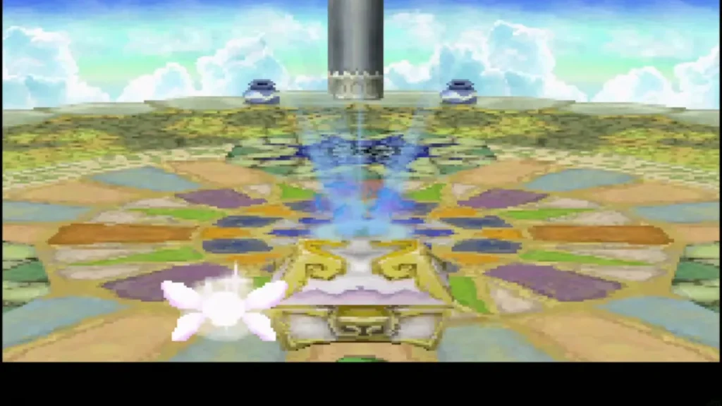 The golden chest appearing on the sky platform above the clouds The golden chest appearing on the sky platform above the clouds
