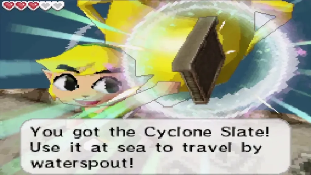 Link holding up the Cyclone Slate with its message box Link holding up the Cyclone Slate with its message box