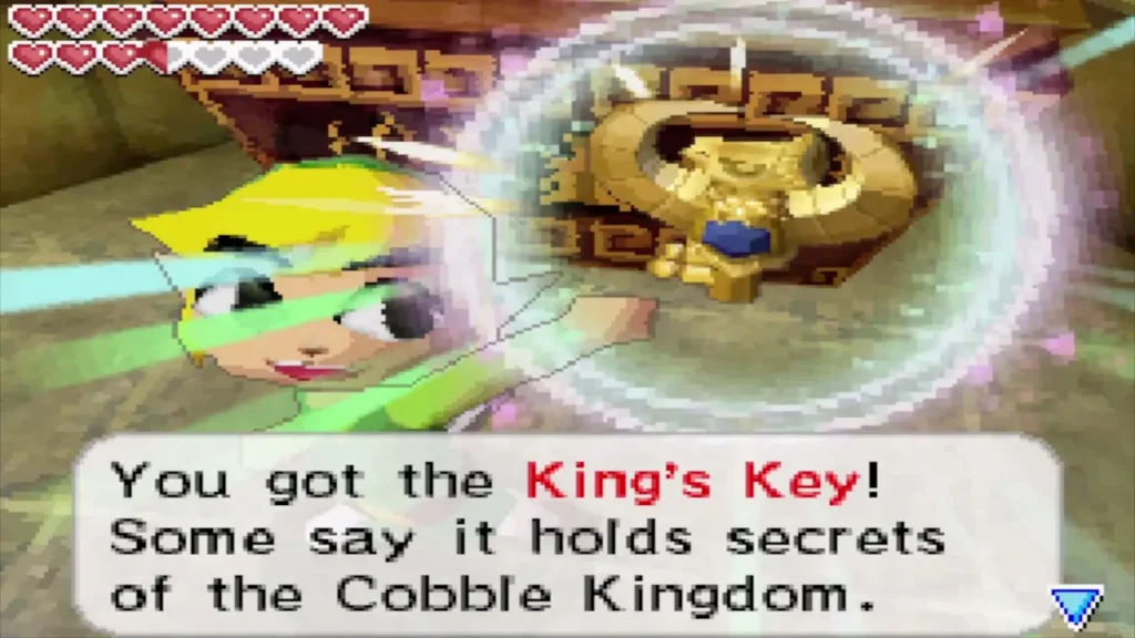 Link holding up the King's Key on the Isle of Ruins Link holding up the King's Key on the Isle of Ruins