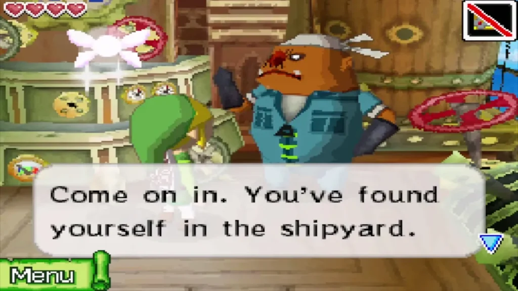 The Mercay Island shipyard worker welcoming Link inside The Mercay Island shipyard worker welcoming Link inside