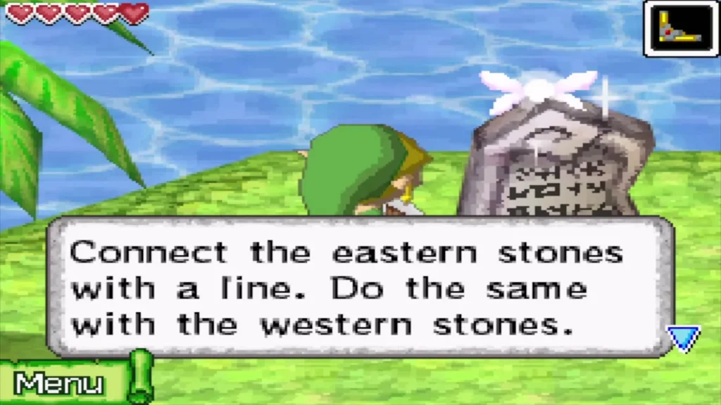 Stone tablet telling Link to connect the eastern stones with a line Stone tablet telling Link to connect the eastern stones with a line
