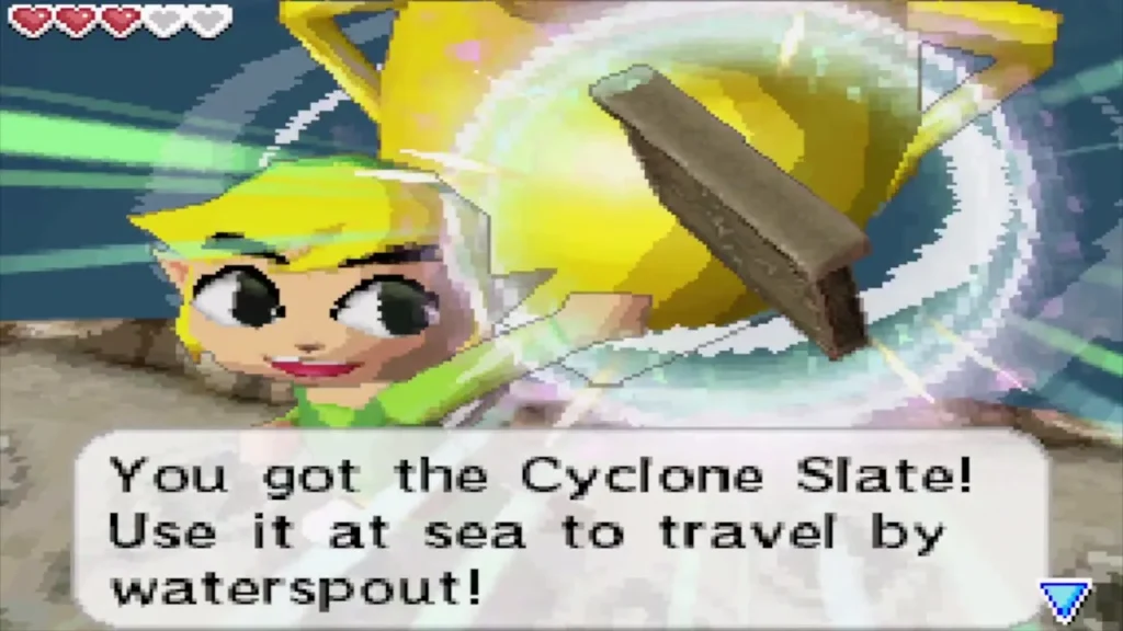 Link holding up the Cyclone Slate with its message box Link holding up the Cyclone Slate with its message box