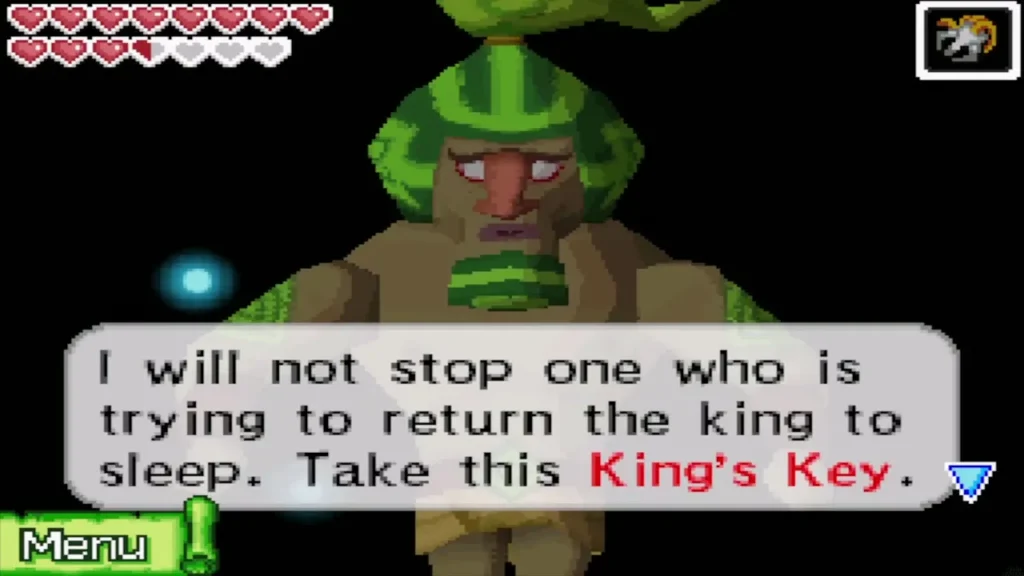 Doylan the knight offering Link the King's Key Doylan the knight offering Link the King's Key