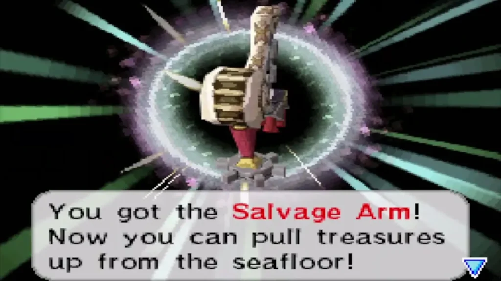 The Salvage Arm shown with the message about pulling treasures from the seafloor The Salvage Arm shown with the message about pulling treasures from the seafloor
