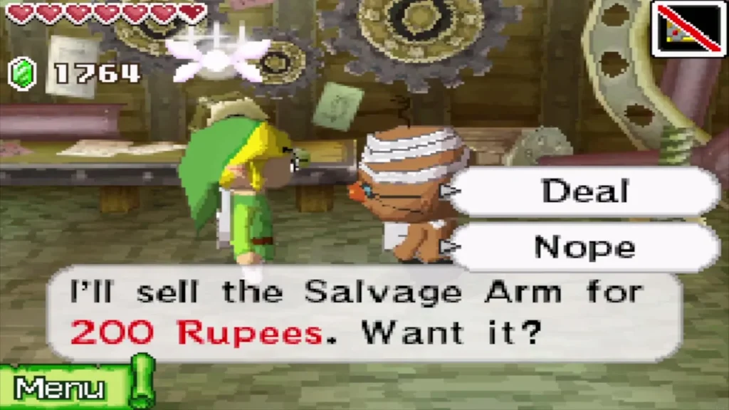 Eddo offers Link the Salvage Arm for 200 Rupees with Deal and Nope choices Eddo offers Link the Salvage Arm for 200 Rupees with Deal and Nope choices