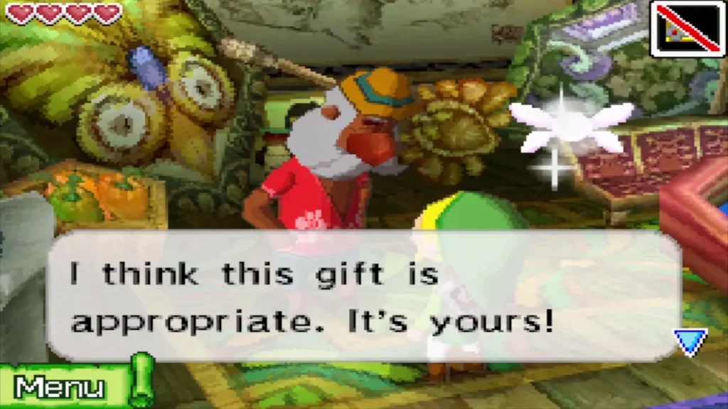 The Old Wayfarer saying the gift is appropriate and handing it over The Old Wayfarer saying the gift is appropriate and handing it over