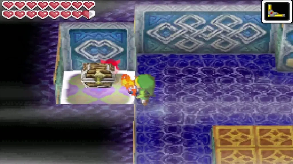 Link beside a treasure chest on the B8 floor of the Temple of the Ocean King