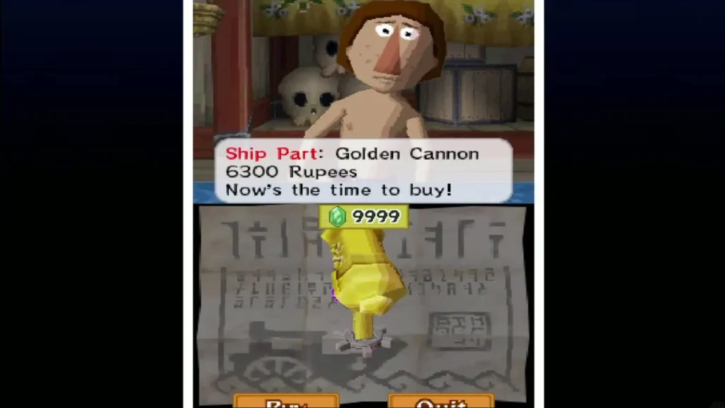 Beedle's shop offering the Golden Cannon ship part for 6300 Rupees