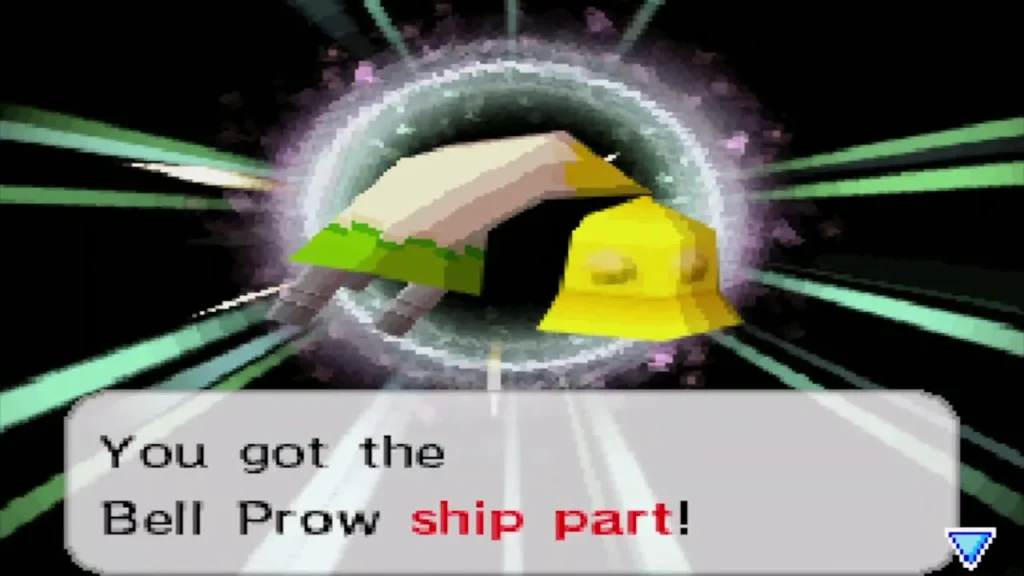 Link receives the Bell Prow ship part from a Temple of Courage chest