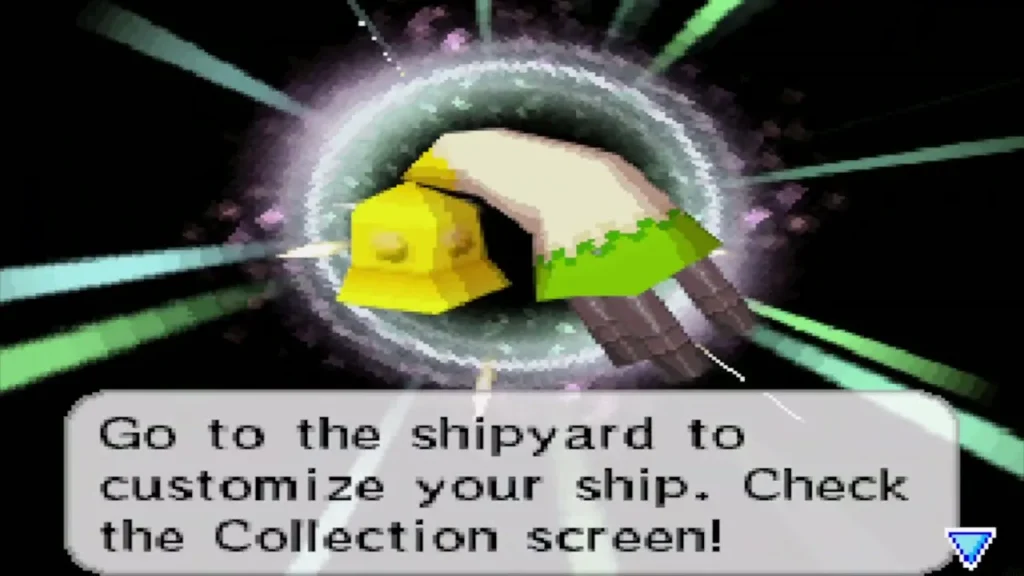 The Bell Prow ship part shown with the reminder to visit the shipyard