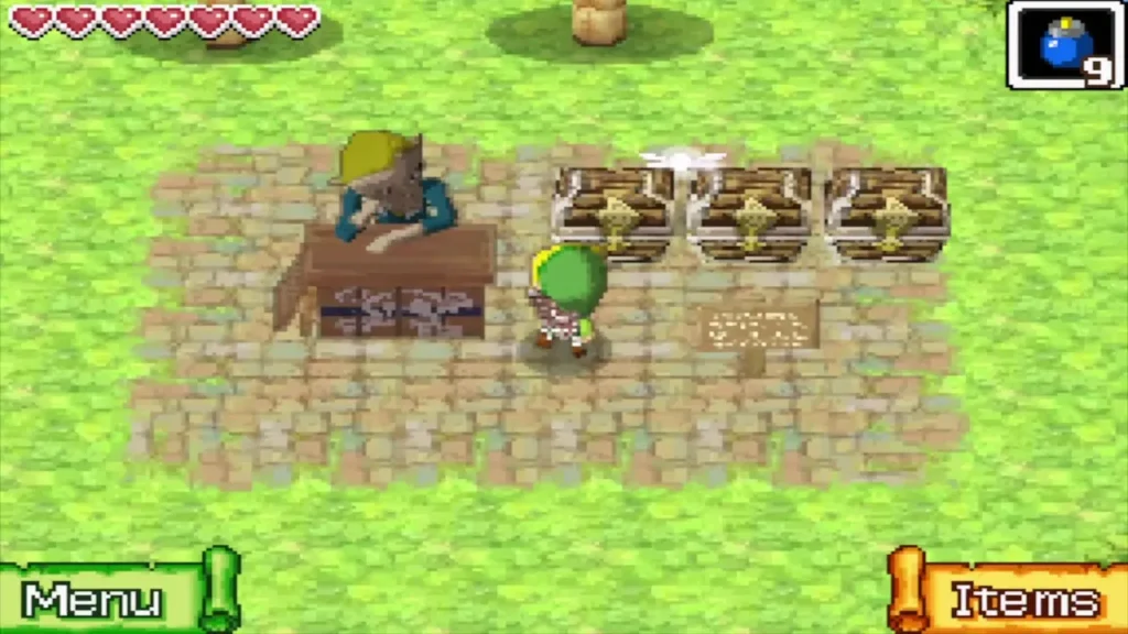 Link before the three prize chests beside the Cannon Game host