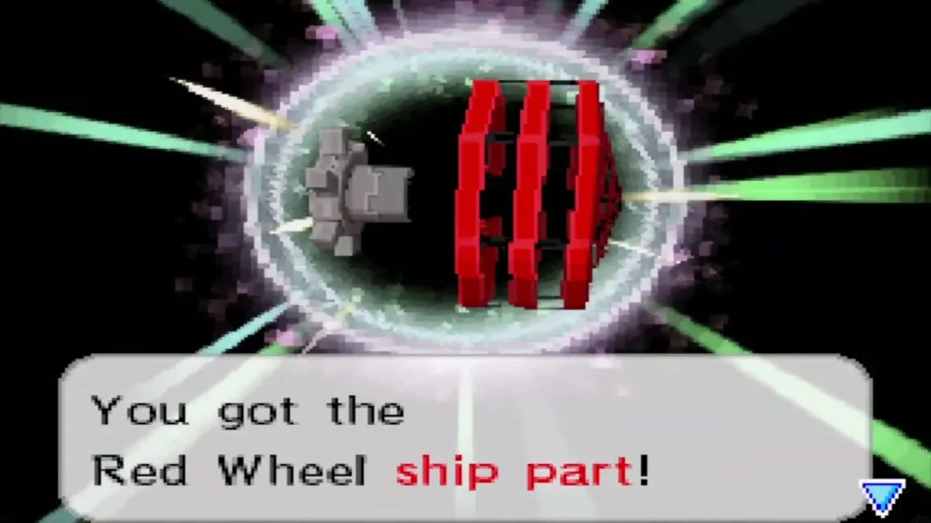 The Red Wheel ship part, a red paddle wheel, shown in the item-get box