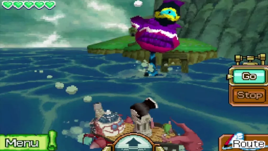 The S.S. Linebeck facing a Giant Eye Plant rising from the sea near Bannan Island