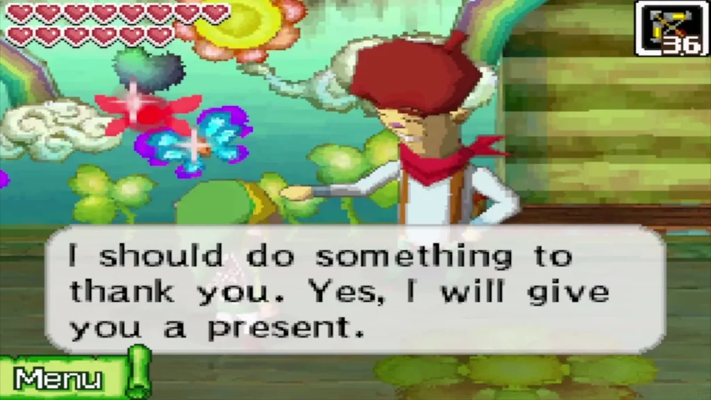 The Man of Smiles promising Link a present as thanks