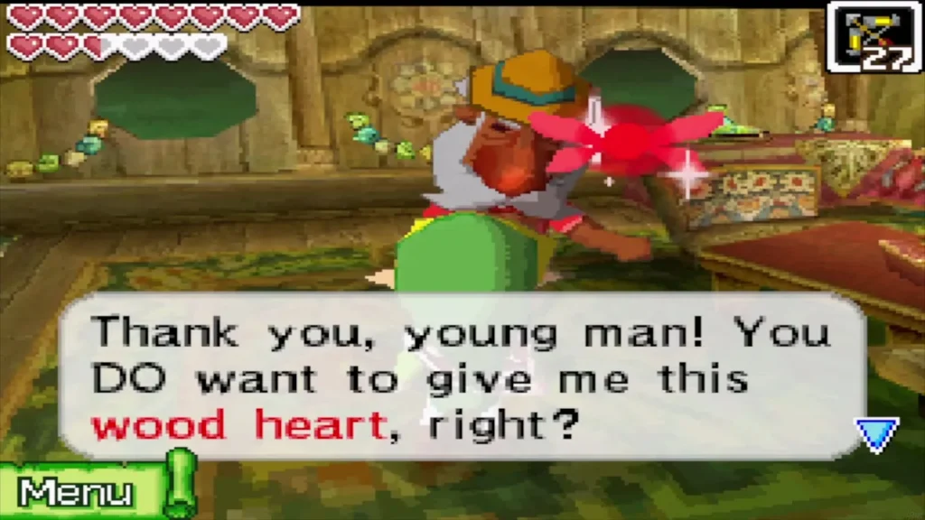 The Old Wayfarer thanking Link for the wood heart