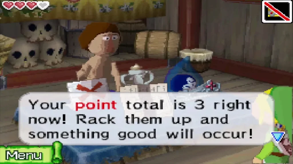 Beedle tells Link his point total and promises a reward for spending Beedle tells Link his point total and promises a reward for spending