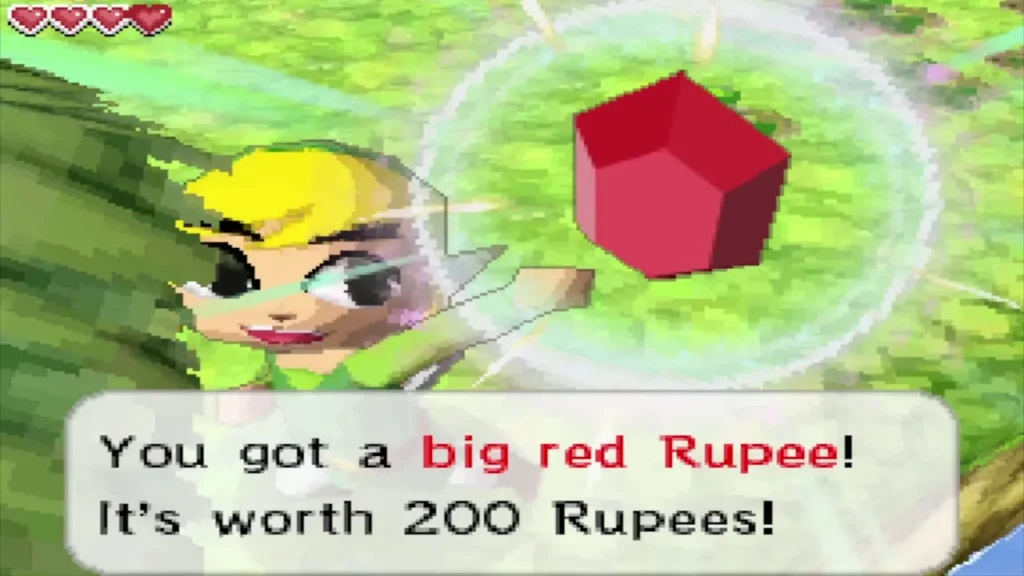 Link holding up a big red Rupee worth 200 Rupees Link holding up a big red Rupee worth 200 Rupees
