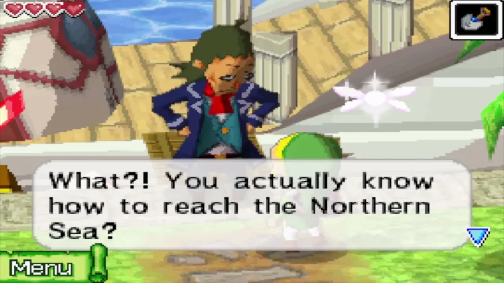 Linebeck amazed that Link knows how to reach the Northern Sea Linebeck amazed that Link knows how to reach the Northern Sea