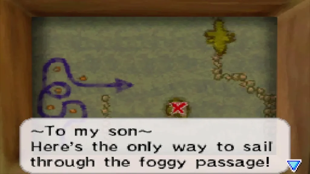 The father's letter showing the winding route through the foggy passage The father's letter showing the winding route through the foggy passage