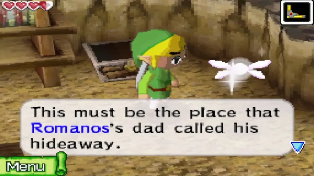 Link in the hideaway where Romanos's father kept his secrets Link in the hideaway where Romanos's father kept his secrets