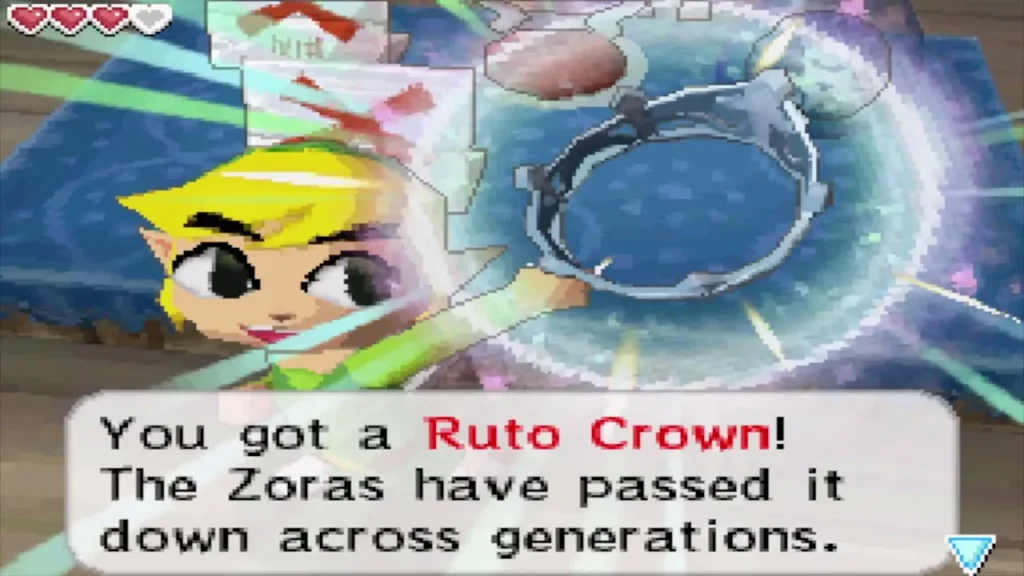 Link holds up the Ruto Crown bought from Beedle's Shop Ship Link holds up the Ruto Crown bought from Beedle's Shop Ship