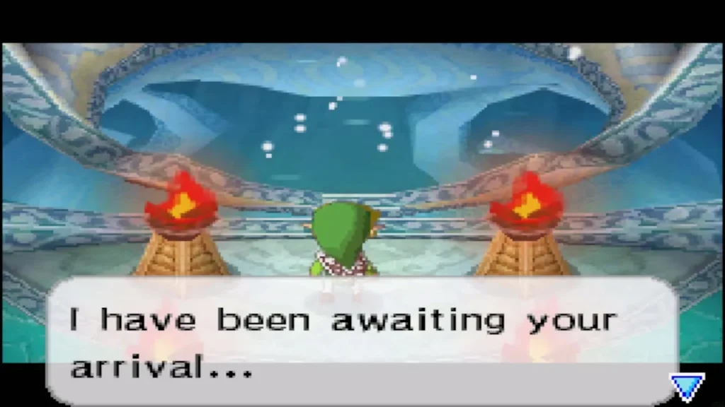 Link in the shrine chamber as the spirit servant awaits his arrival Link in the shrine chamber as the spirit servant awaits his arrival