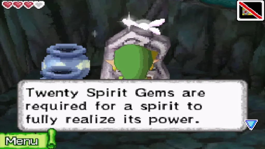 The shrine stone explaining that twenty Spirit Gems fully realize a spirit's power The shrine stone explaining that twenty Spirit Gems fully realize a spirit's power