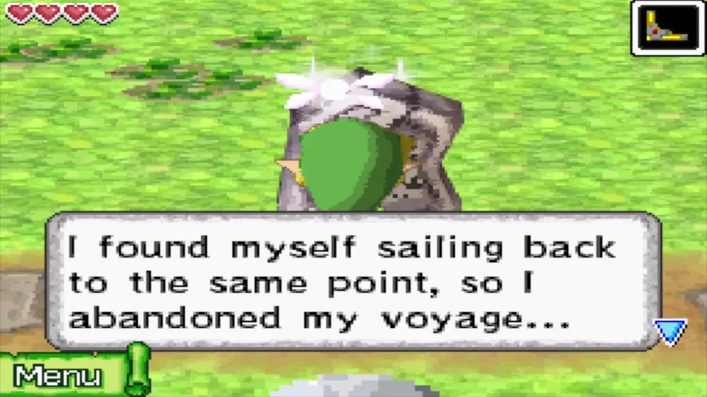 Link reads a Wayfarer's Words stone tablet about the failed voyage Link reads a Wayfarer's Words stone tablet about the failed voyage