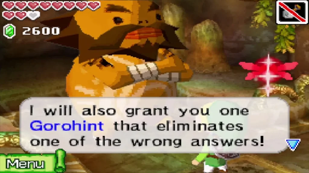 Biggoron granting one Gorohint that removes a wrong answer Biggoron granting one Gorohint that removes a wrong answer