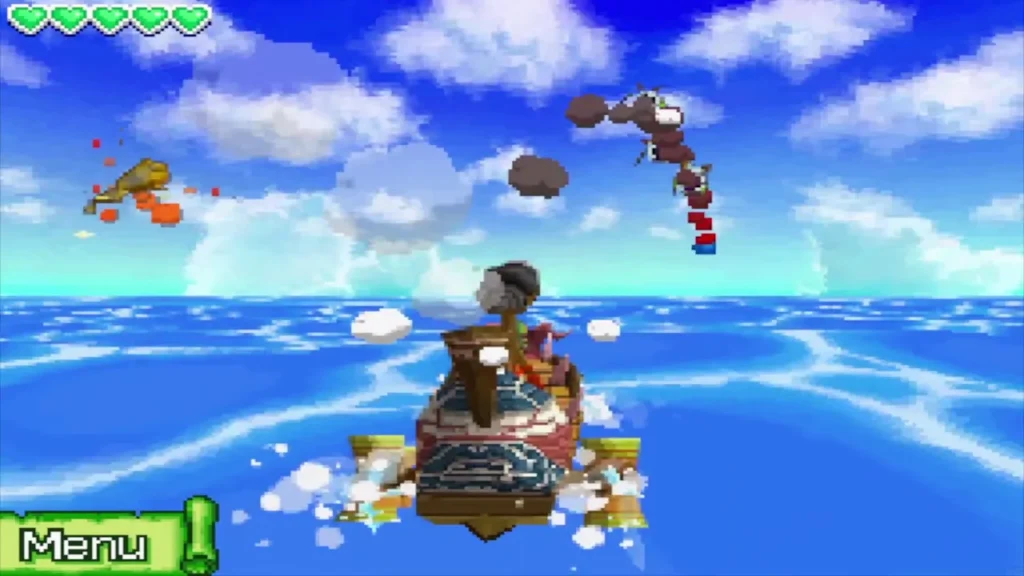 Link at the ship's cannon after hitting the Golden Frog Link at the ship's cannon after hitting the Golden Frog