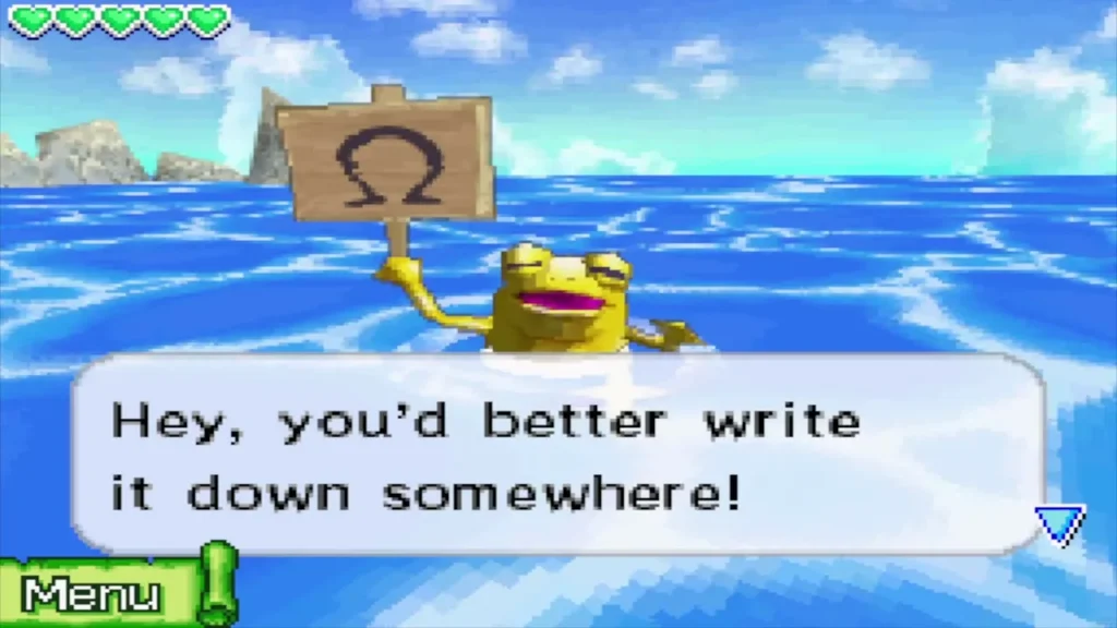 The Golden Frog holding up a sign with an omega symbol The Golden Frog holding up a sign with an omega symbol