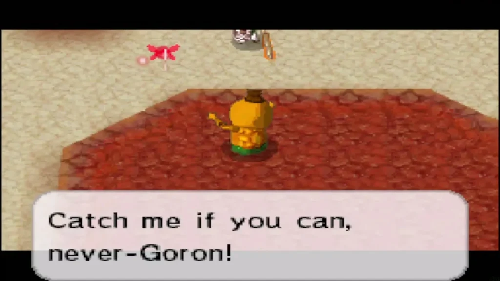 Gongoron taunting Link with Catch me if you can before running off Gongoron taunting Link with Catch me if you can before running off