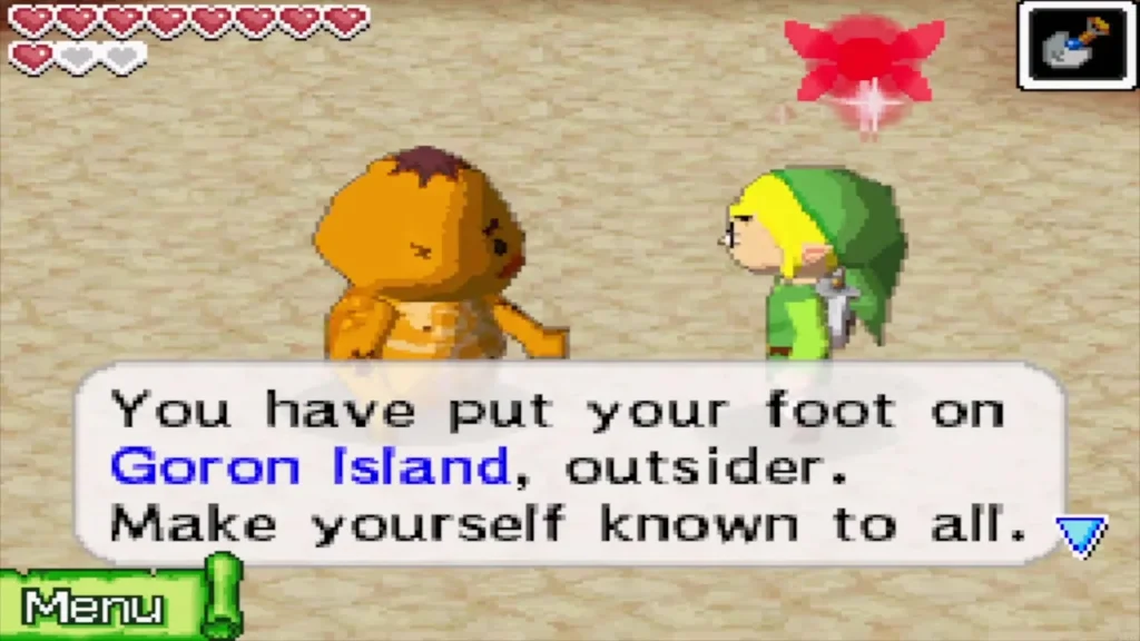 A Goron greeting Link and telling him to make himself known to all A Goron greeting Link and telling him to make himself known to all