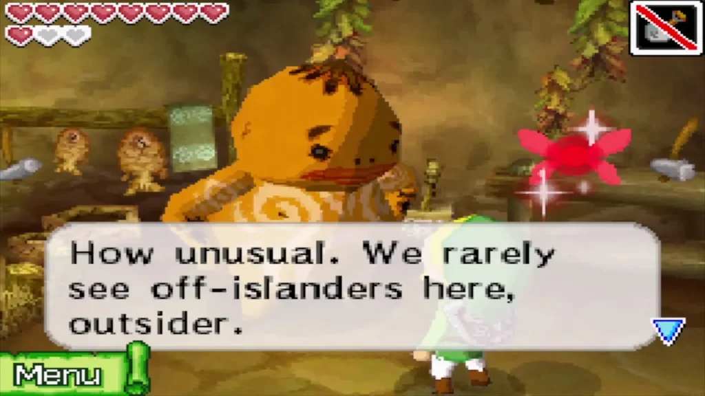 A Goron inside his rock home remarking on off-islanders A Goron inside his rock home remarking on off-islanders