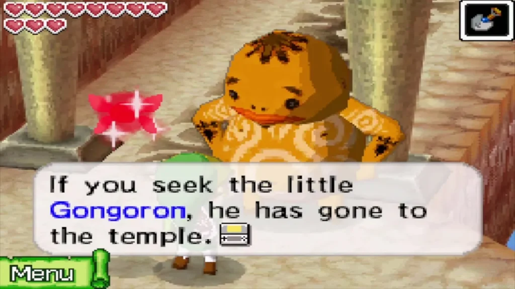 The Goron guard saying Gongoron has gone to the temple The Goron guard saying Gongoron has gone to the temple