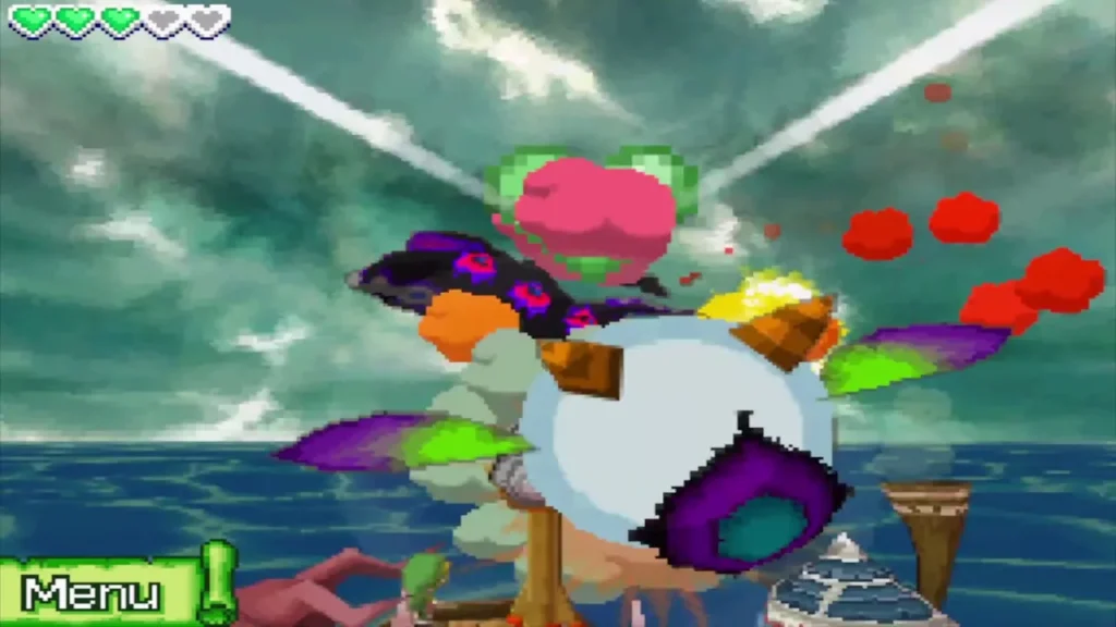 Cannon shots hitting the Massive Eye as its eyes turn pink Cannon shots hitting the Massive Eye as its eyes turn pink