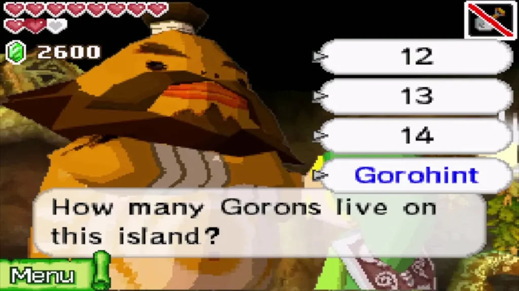 Quiz question asking how many Gorons live on the island Quiz question asking how many Gorons live on the island
