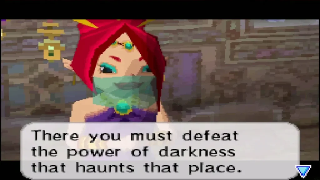 Astrid tells Link he must defeat the power of darkness in the temple Astrid tells Link he must defeat the power of darkness in the temple