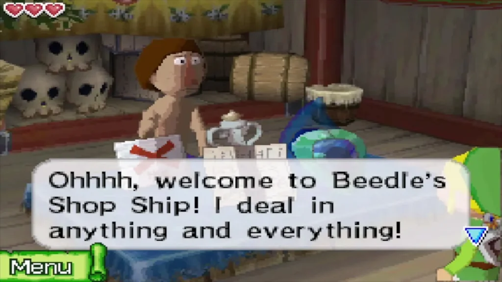 Beedle welcoming Link aboard his Shop Ship Beedle welcoming Link aboard his Shop Ship