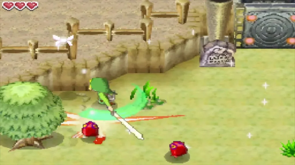 Red Rupees lying beside the tree after Link rolled into it Red Rupees lying beside the tree after Link rolled into it