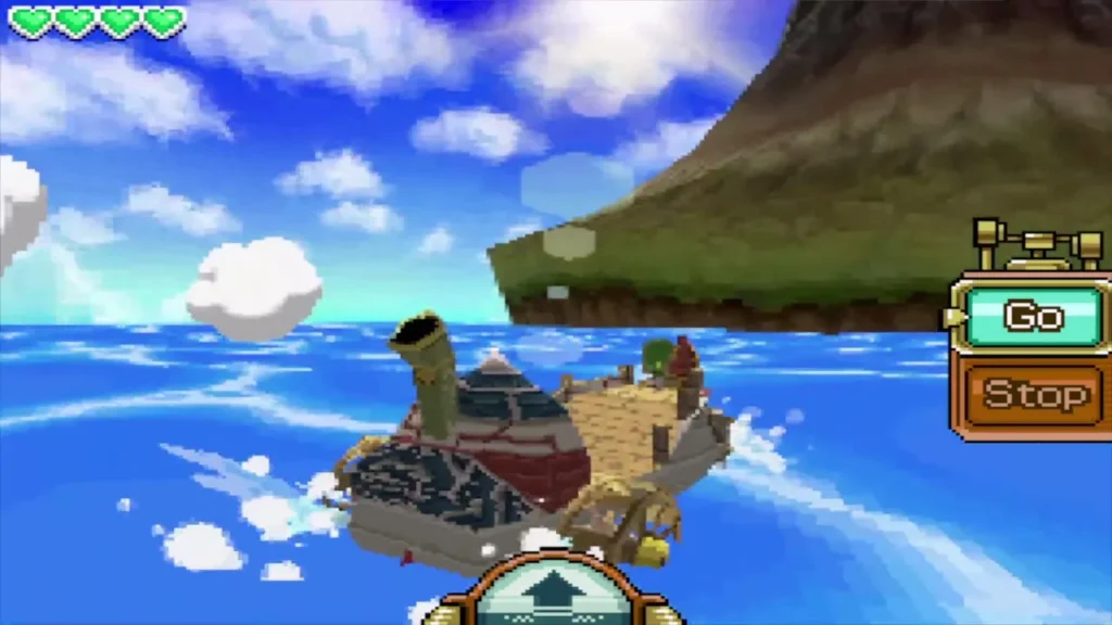Linebeck's ship sails toward the volcanic Isle of Ember Linebeck's ship sails toward the volcanic Isle of Ember