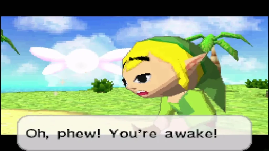 Ciela telling the newly woken Link that she is glad he is awake Ciela telling the newly woken Link that she is glad he is awake