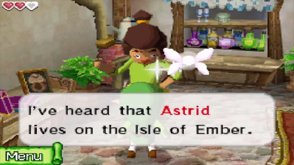 A villager saying the fortune-teller Astrid lives on the Isle of Ember A villager saying the fortune-teller Astrid lives on the Isle of Ember